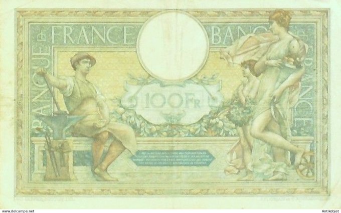 Billet Banque de France 100 francs Luc Olivier Merson Grands Cartouches G.29=7=1926 TTB+++