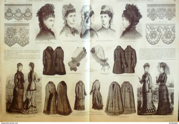 La Mode illustrée journal + gravure associée 1878 # 36