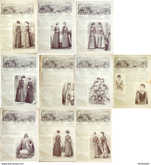 Mode illustree 1889 Lot de 10 journaux