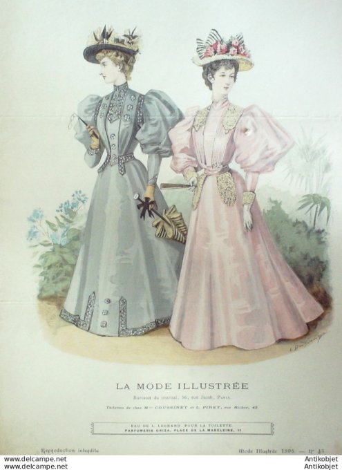 Gravure Mode illustree 1895 # 43 (Old Fashion plate) rare