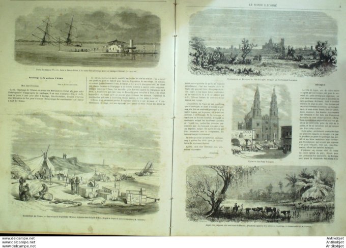 Le Monde illustré 1865 n°404 Siam Juthia Eléphants Niger Martigues