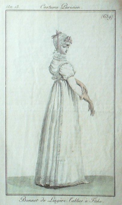 Gravure Mode Costume Parisien 1805 an 13 # 639 (eau forte old Fashion plate