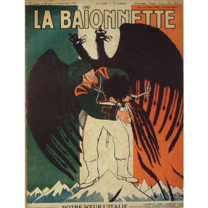 La Baionnette 1916 n°063 (Notre soeur d'Italie) ANCRENAZ LORENZI CAPPIELLO MANFREDINI