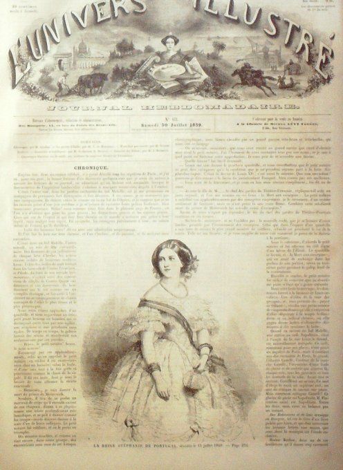 L'Univers illustré 1859 #  63 Portugal Reine Stéphanie Biarritz (64) Guerre d'Italie