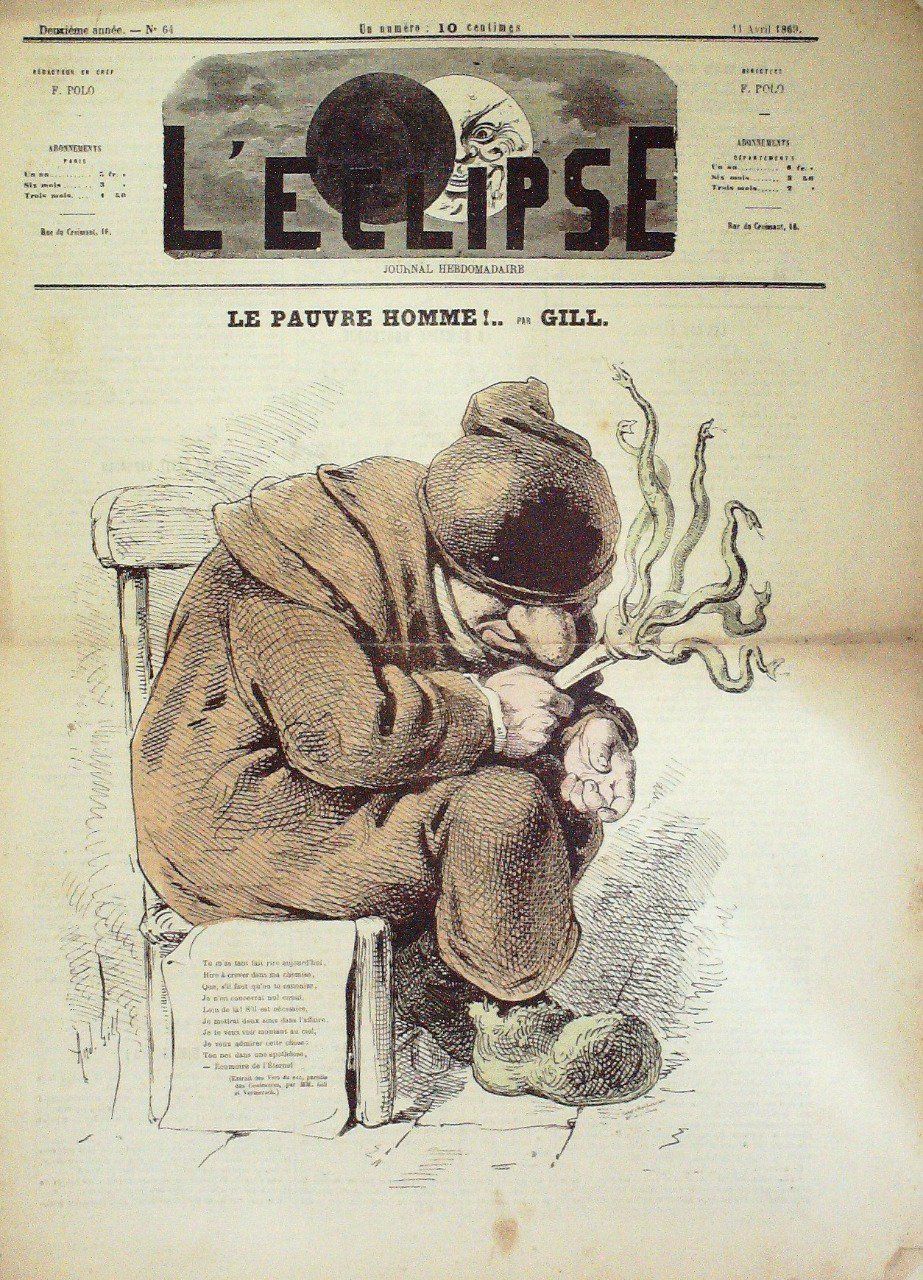 L'Eclipse 1869 n°64 LE PAUVRE HOMME André GILL