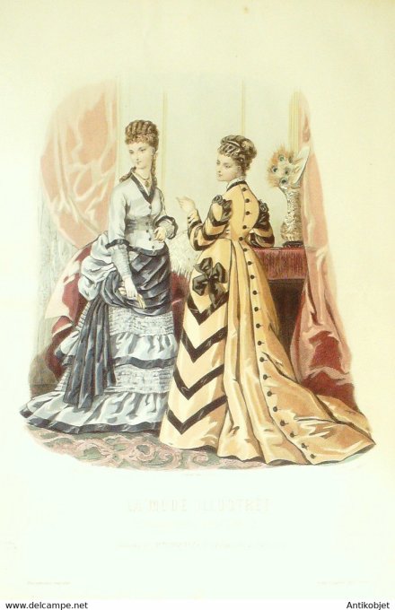 Gravure de mode La Mode illustrée 1875 n°11 (Maison Bréant-Castel)