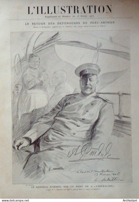 L'illustration 1905 n°3235S Général Stoessel front Australien Japon Port-Arthur