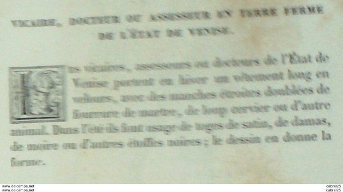 Italie VENISE Vicaire Asseneur de la ville 1859