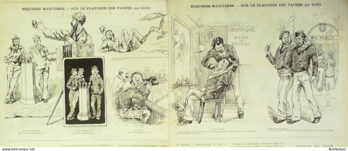 La Caricature 1881 #  90 Course de taureaux à Madrid Robida Plancher des vaches Gino