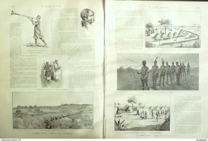 Le Monde illustré 1893 n°1887 Toulouse (31) Laos Khon Afrique Baghermi Manjias Gribengui