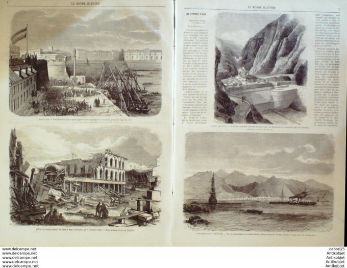 Le Monde illustré 1868 n°612 Hongrie Gallenristock Pieffen Espagne Cadix Usa San Francisco Séisme Ar