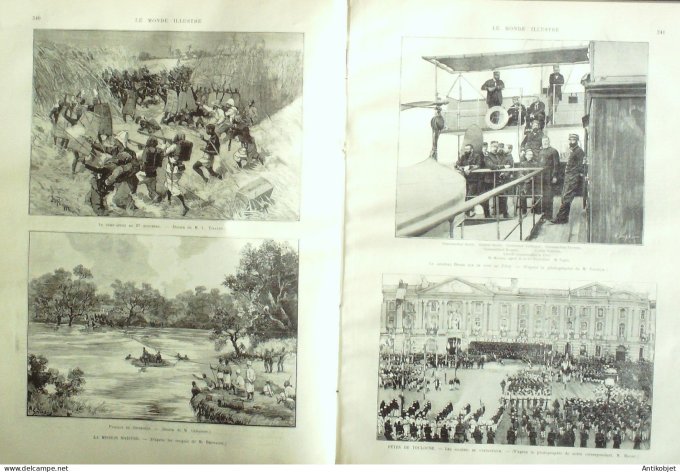 Le Monde illustré 1893 n°1887 Toulouse (31) Laos Khon Afrique Baghermi Manjias Gribengui