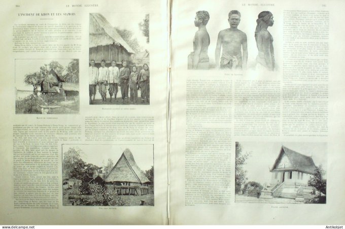 Le Monde illustré 1893 n°1887 Toulouse (31) Laos Khon Afrique Baghermi Manjias Gribengui