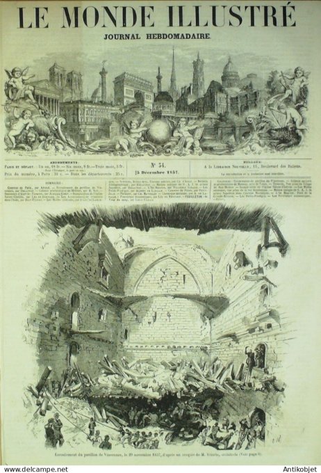 Le Monde illustré 1857 n° 34 Algérie Tlemcen Bou-Médine île Maurice Ste-Clotilde