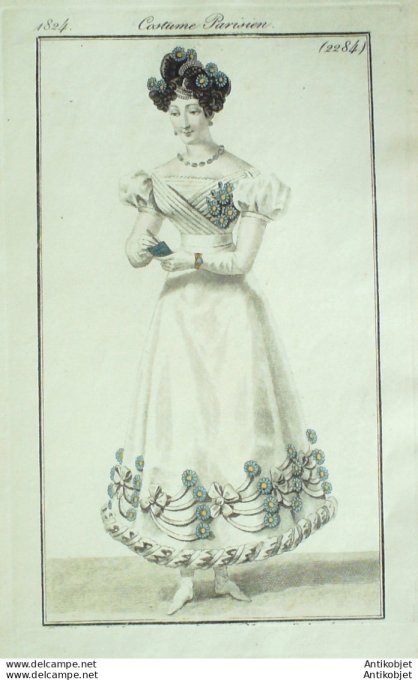 Costume Parisien 1824 # 2284 Robe crêpe & satin
