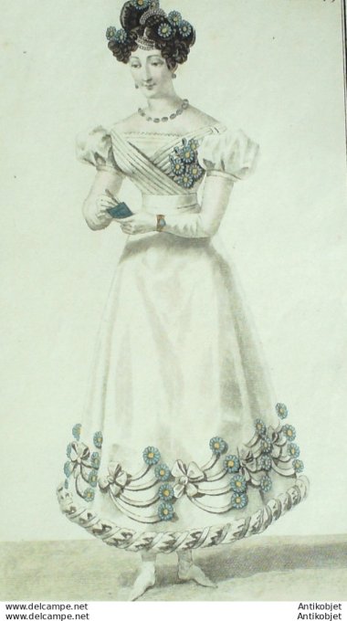 Costume Parisien 1824 # 2284 Robe crêpe & satin