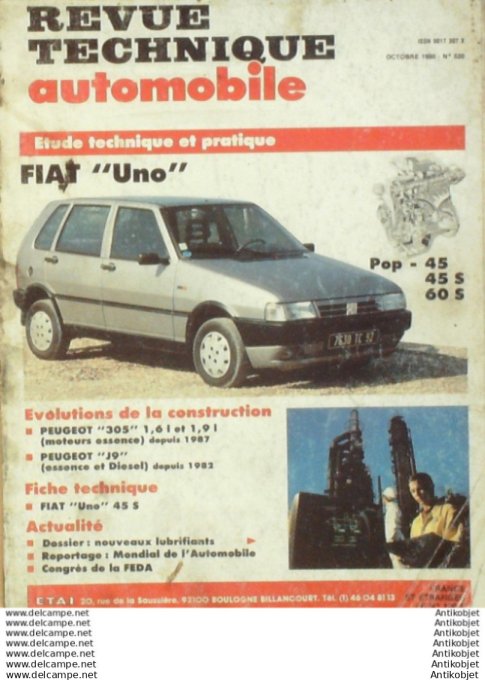 R.T Automobile Fiat Uno Peugeot 305 1987 Peugeot J9 1982   # 520