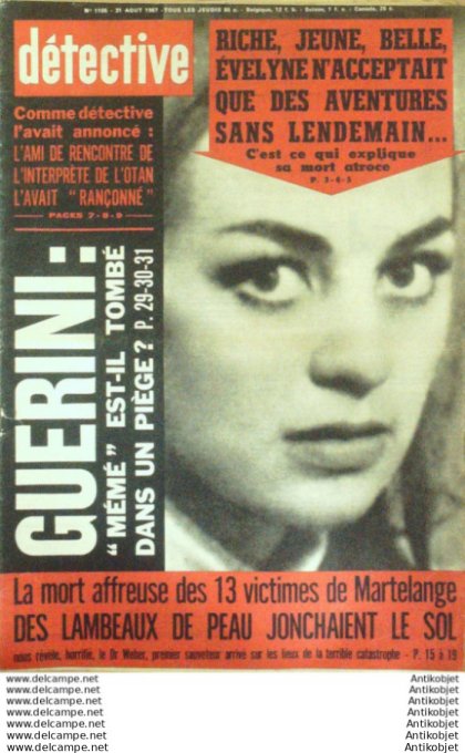 Détective 1967 # 1105 Strasbourg Toulon Béziers Marseille Mafia Guerini Mémé