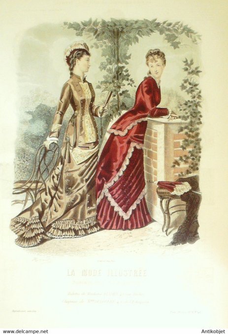 Gravure de mode La Mode illustrée 1878 n°41 (Maison Fladry-Deloffre)
