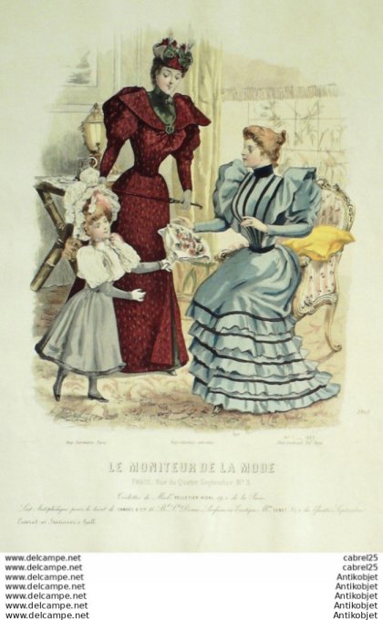 Gravure Mode Le Moniteur 1893 # 07 (Old Fashion plate)