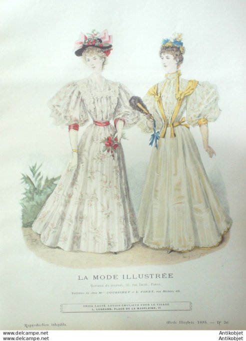 Gravure Mode illustree 1895 # 26 (Old Fashion plate) rare