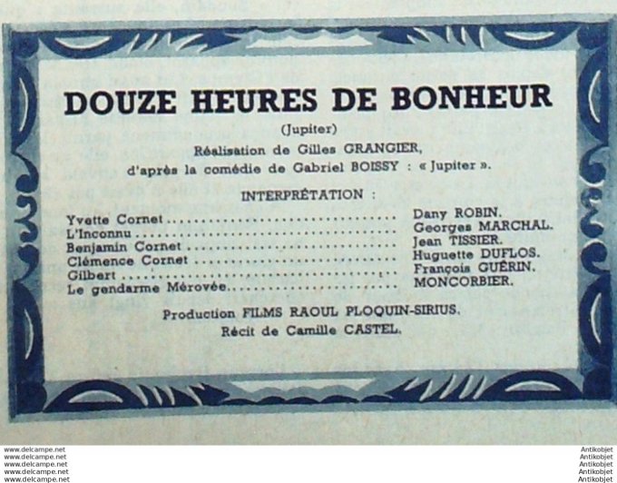 Mon Film 335 53-01-21 Douze heures de bonheur Dany Robin Georges Marchal