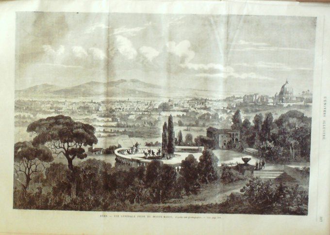 L'Univers illustré 1867 # 642 Italie Rome Monte-MarioLa Bourse   