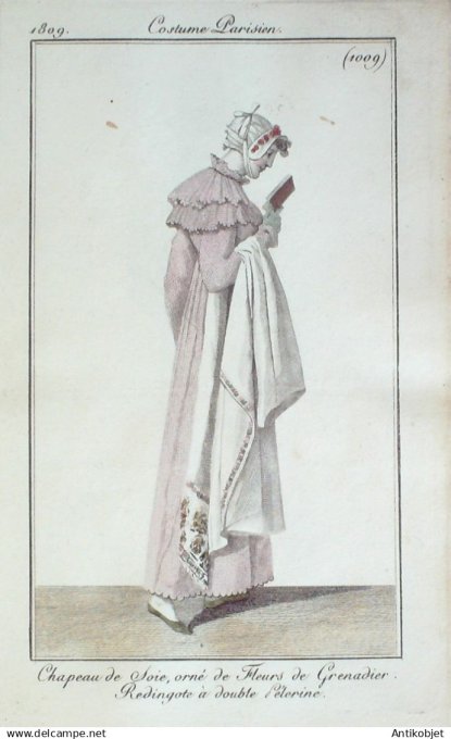 Costume Parisien 1809 #1009 (eau forte) Redingote  à  double pélerine