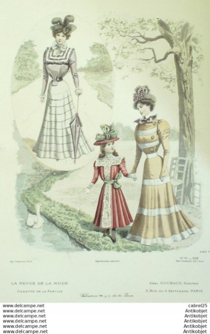 Gravure de mode La Gazette 1898 # 15 Costumes d'enfants