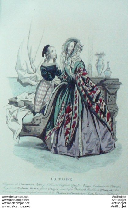 Gravure La mode 1841 # 12 (aquarelle old Fashion plate)