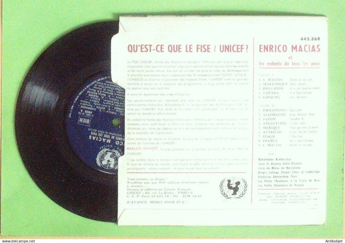 Macias Enrico 45T EP Récital Unicef (languette) 1968