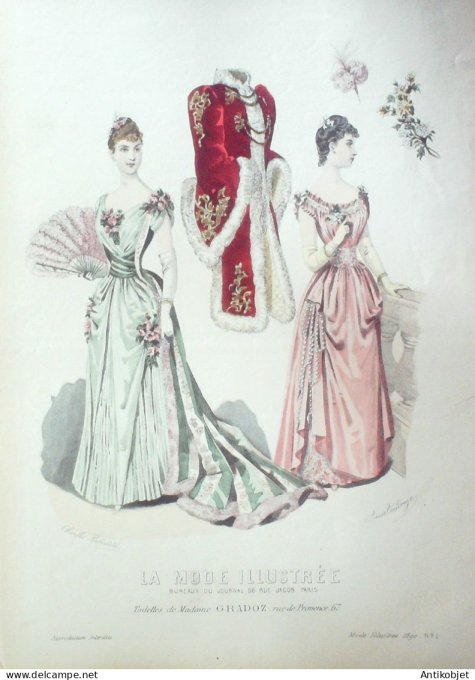 Gravure Mode illustree 1890 # 01 (Old Fashion plate) RARE