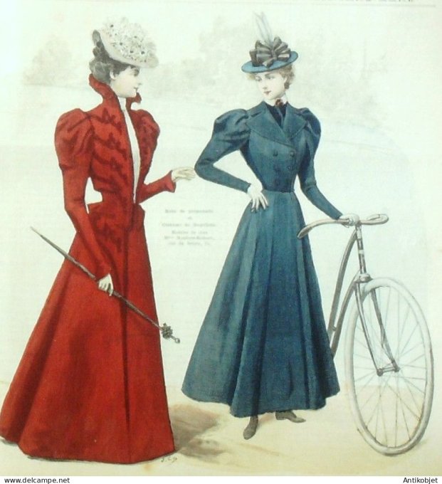 La Mode illustrée journal 1897 n° 44 Robe de promenade & costume de bicycliste