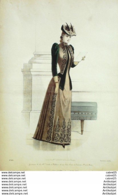Gravure Mode Le Coquet 1889 # 41 (Old Fashion plate)