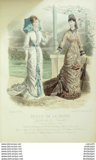 Gravure Mode La Gazette 1877 # 296 (Old Fashion plate)