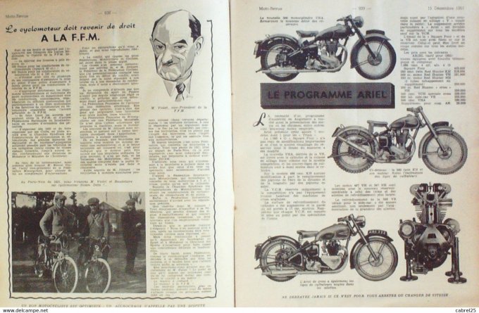 Moto Revue 1951 n° 1063 Ariel 500 René Gillet 125 Jonghi 125 250 Puch Zundapp KK200