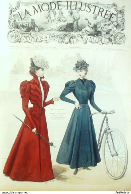 La Mode illustrée journal 1897 n° 44 Robe de promenade & costume de bicycliste