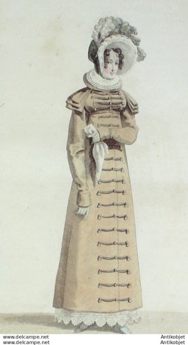 Gravure de mode Costume Parisien 1817 n°1696 Carrick de drap