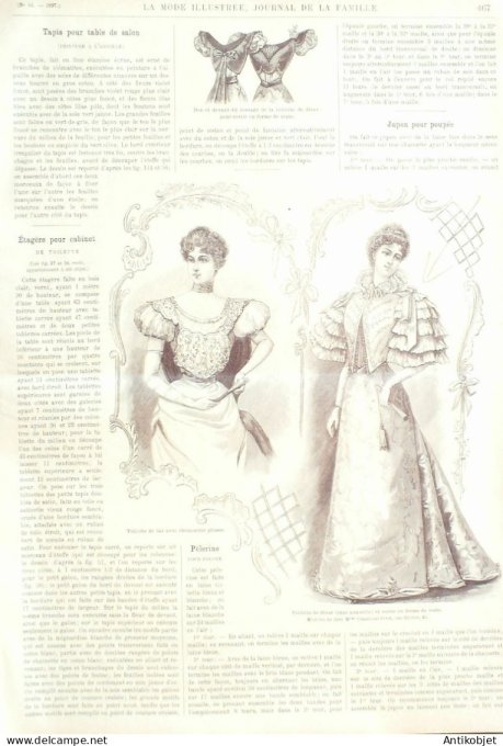 La Mode illustrée journal 1897 n° 44 Robe de promenade & costume de bicycliste