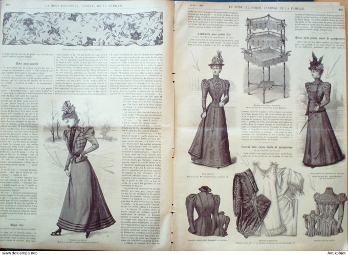 La Mode illustrée journal 1897 n° 44 Robe de promenade & costume de bicycliste