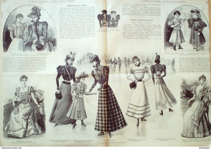 La Mode illustrée journal 1897 n° 44 Robe de promenade & costume de bicycliste