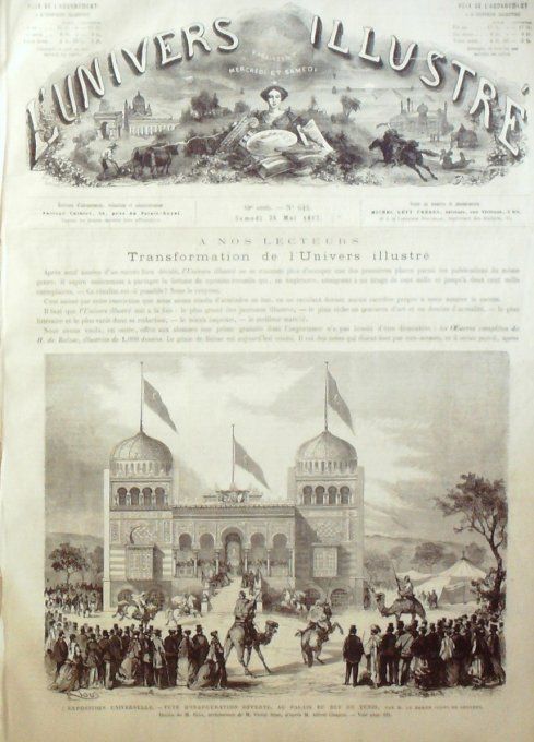 L'Univers illustré 1867 # 644 Tunis Italie Gênes Tyrol Madagascar Reine Mexico 