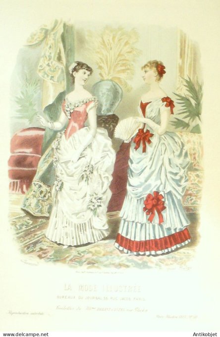 Gravure de mode La Mode illustrée 1883 n°50 (Maison Bréant-Castel)