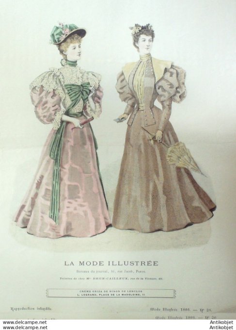 Gravure Mode illustree 1895 # 25 (Old Fashion plate) rare