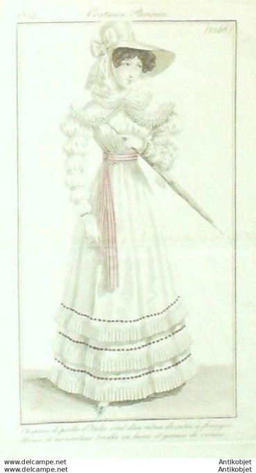 Gravure Mode Costume Parisien 1824 # 2246 (eau forte old Fashion plate