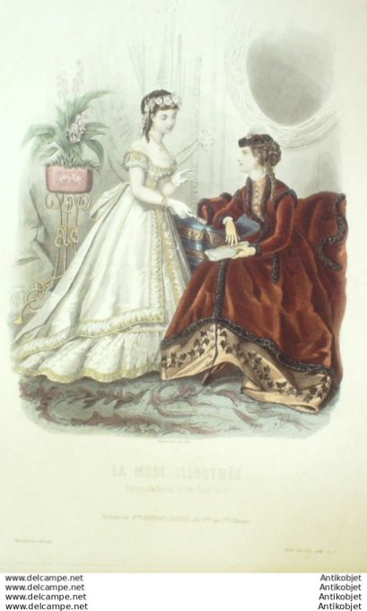 Gravure Mode illustree 1868 #  7 (Old Fashion plate)