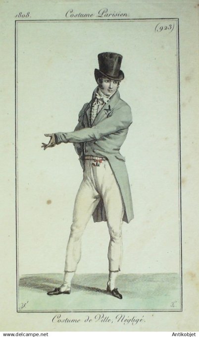 Costume Parisien 1808 # 923 (eau forte) Costume homme de ville négligé