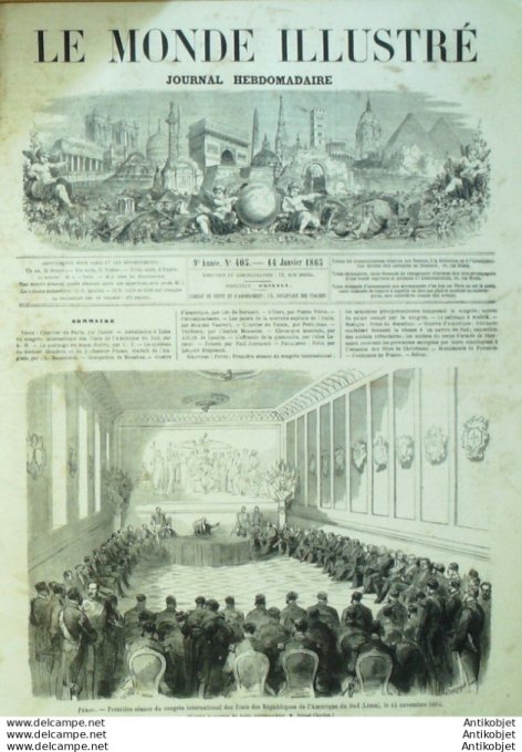 Le Monde illustré 1865 n°405 Pérou Lima Madrid Buen Retiro Wilmington Florence