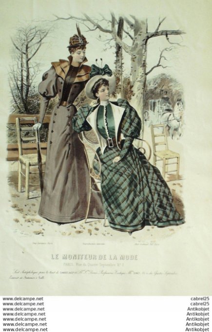 Gravure Mode Le Moniteur 1892 # 47 (Old Fashion plate)