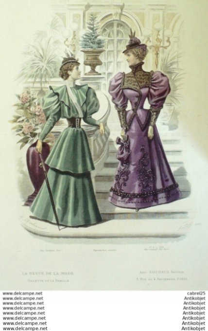 Gravure de mode Costume Parisien 1810 n°1052 Robe lamée d'argent